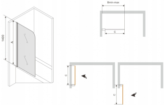 Mexen Felix vanová zástěna jednokřídlá 70 x 140 cm, transparentní, chrom 890-070-001-01-00