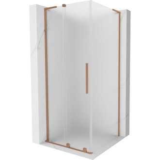 Mexen Velar L posuvný sprchový kout 100 x 100 cm, matná, kartáčovaná měď - 871-100-100-33-65