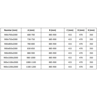 Mexen Velar L posuvný sprchový kout 90 x 85 cm, matná, černá - 871-090-085-33-70