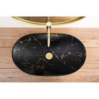 REA Umyvadlo na desku Royal In Black Marble Gold REA-U8008