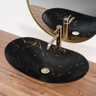 REA Umyvadlo na desku Royal In Black Marble Gold REA-U8008