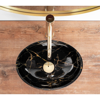 Umyvadlo na desku Rea Sofia Mini Black Marble Shiny