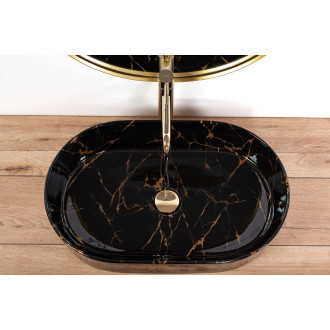 Umyvadlo na desku REA Nadia Black Marble Shiny