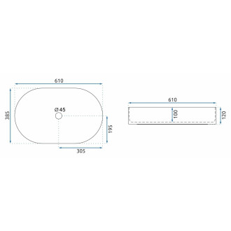 Umyvadlo na desku REA Nadia Black Marble Shiny