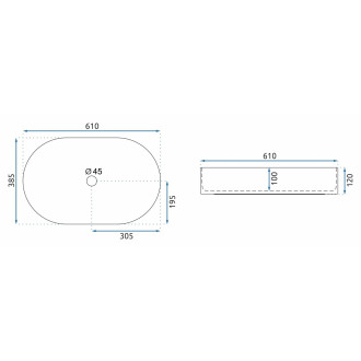 REA NADIA Umyvadlo na desku, Black Mat White REA-U8781