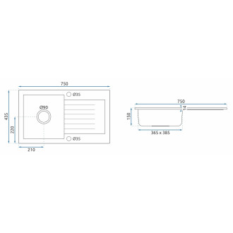 REA Dag kuchyňský dřez - šedá ZLE-00119
