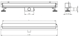 Mexen FLAT WALL 110 cm - 2v1 lineární žlab ke stěně, nerez 1030110