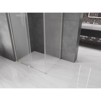 Mexen Velar L posuvný sprchový kout 100 x 110 cm, matná barva, kartáčovaný nikl - 871-100-110-33-97