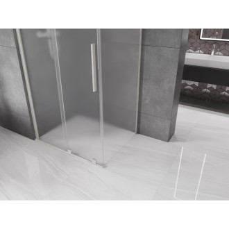 Posuvný sprchový kout Mexen Velar 140 x 100 cm, matný, kartáčovaný nikl - 871-140-100-31-97