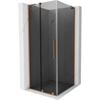 Mexen Velar L sprchový kout s posuvnou hlavicí 100 x 100 cm, grafit, kartáčovaná měď - 871-100-100-43-65