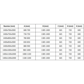 Posuvný sprchový kout Mexen Velar 140 x 80 cm, grafit, chrom - 871-140-080-41-01