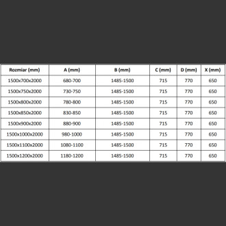 Posuvný sprchový kout Mexen Velar 150 x 75 cm, grafit, chrom - 871-150-075-41-01