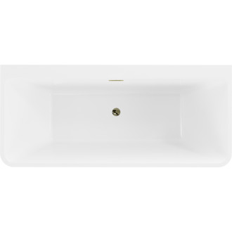 Volně stojící závěsná vana Mexen Volta 150 x 75 cm, bílá/černá, zlatý přepad - 51131507575-50