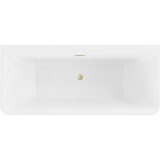 Volně stojící závěsná vana Mexen Volta 170 x 75 cm, bílá, přepad kartáčovaný zlatý - 51131707500-55
