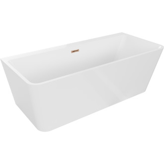 Volně stojící závěsná vana Mexen Volta 170 x 75 cm, bílá, růžovo-zlatý přepad - 51131707500-60