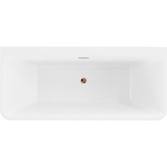 Volně stojící závěsná vana Mexen Volta 170 x 75 cm, bílá, růžovo-zlatý přepad - 51131707500-60