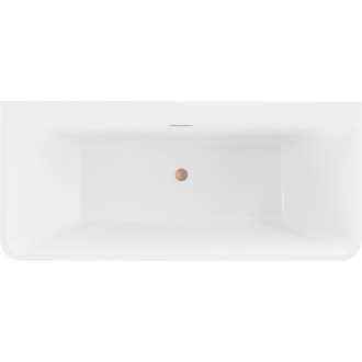 Volně stojící závěsná vana Mexen Volta 170 x 75 cm, bílá/černá, přepad z kartáčované mědi - 51131707575-65