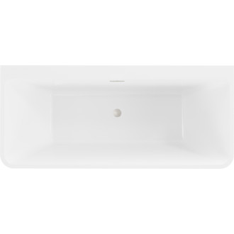 Volně stojící závěsná vana Mexen Volta 170 x 75 cm, bílá/černá, přepad kartáčovaný nikl - 51131707575-97