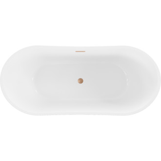 Volně stojící vana Mexen Montana 150 x 75 cm, bílá, přepad z kartáčované mědi - 52011507500-65