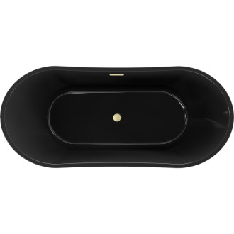 Volně stojící vana Mexen Montana 170 x 80 cm, černá, přepad kartáčovaný zlatý - 52011708070-55