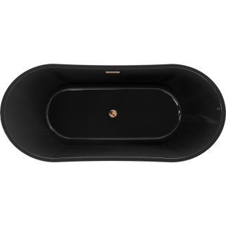 Volně stojící vana Mexen Montana 170 x 80 cm, černá, růžovo-zlatý přepad - 52011708070-60