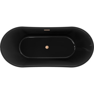 Volně stojící vana Mexen Montana 170 x 80 cm, černá, přepad z kartáčované mědi - 52011708070-65