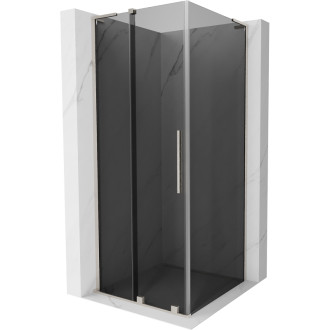 Mexen Velar L posuvný sprchový kout 100 x 100 cm, grafit, kartáčovaný nikl - 871-100-100-43-97