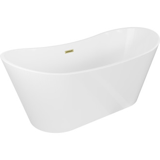 Volně stojící vana Mexen Montana 180 x 90 cm, bílá, přepad kartáčovaný zlatý - 52011809000-55