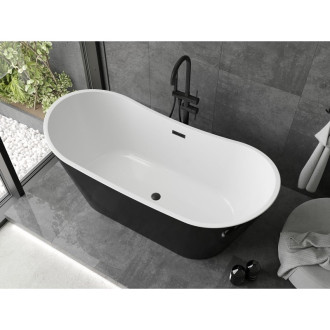 Volně stojící vana Mexen Montana 180 x 90 cm, bílá/černá, černý přepad - 52011809075-70