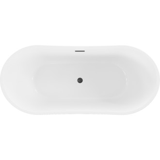 Volně stojící vana Mexen Montana 180 x 90 cm, bílá/černá, černý přepad - 52011809075-70