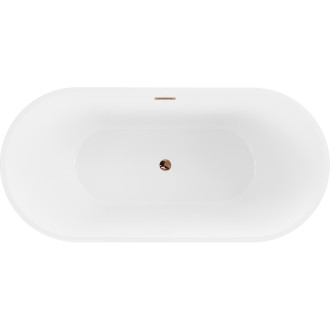 Volně stojící vana Mexen Luna 150 x 75 cm, bílá/černá, růžovo-zlatý přepad - 52031507575-60