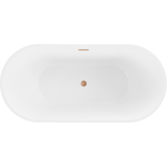 Volně stojící vana Mexen Luna 150 x 75 cm, bílá/černá, přepad z kartáčované mědi - 52031507575-65