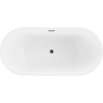 Volně stojící vana Mexen Luna 160 x 75 cm, bílá/černá, černý přepad - 52031607575-70