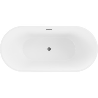 Volně stojící vana Mexen Luna 180 x 80 cm, bílá, přepad v barvě dělového kovu - 52031808000-95