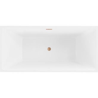 Volně stojící vana Mexen Nita 170 x 80 cm, bílá, přepad z kartáčované mědi - 52091708000-65