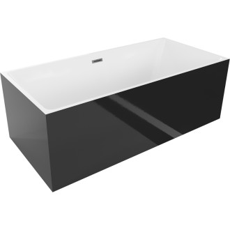 Volně stojící vana Mexen Nita 170 x 80 cm, bílá/černá, přepad v barvě gun metal - 52091708075-95