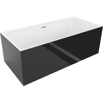 Volně stojící vana Mexen Nita 170 x 80 cm, bílá/černá, přepad kartáčovaný nikl - 52091708075-97