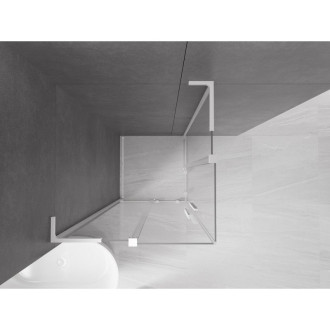 Mexen Velar L Duo posuvný sprchový kout 100 x 100 cm, průhledný, bílý - 871-100-100-02-03-20