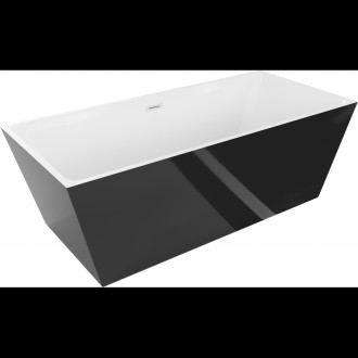 Volně stojící vana Mexen Solid 170 x 75 cm, bílá/černá, bílý přepad - 52121707575-20
