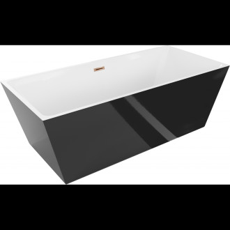 Volně stojící vana Mexen Solid 170 x 75 cm, bílá/černá, růžovo-zlatý přepad - 52121707575-60