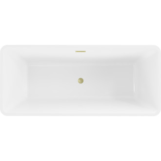 Volně stojící vana Mexen Tonia 170 x 75 cm, bílá, přepad kartáčovaný zlatý - 52171707500-55