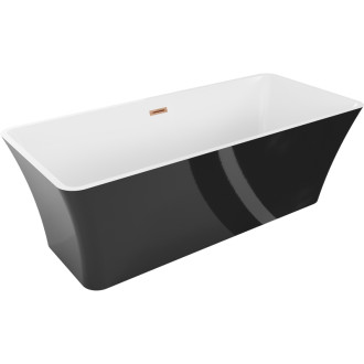 Volně stojící vana Mexen Tonia 170 x 75 cm, bílá/černá, přepad z kartáčované mědi - 52171707575-65