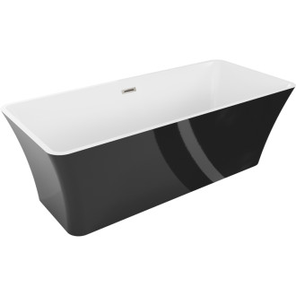 Volně stojící vana Mexen Tonia 170 x 75 cm, bílá/černá, přepad kartáčovaný nikl - 52171707575-97