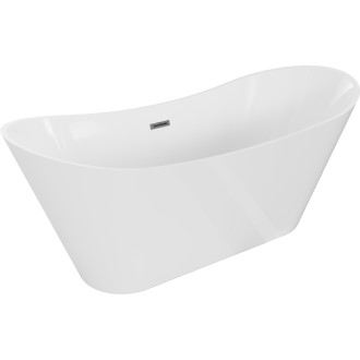 Volně stojící vana Mexen Celia 170 x 75 cm, bílá, kartáčovaný přepad v barvě pistole gray - 52331707500-66
