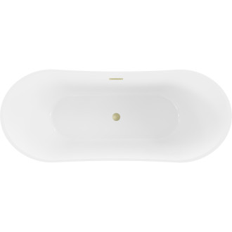 Volně stojící vana Mexen Celia 170 x 75 cm, bílá/černá, přepad kartáčovaný zlatý - 52331707575-55