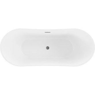 Volně stojící vana Mexen Celia 170 x 75 cm, bílá/černá, kartáčovaný přepad v barvě pistole gray - 52331707575-66