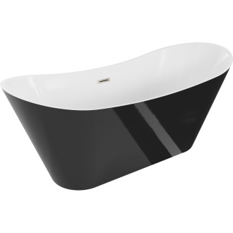 Volně stojící vana Mexen Celia 170 x 75 cm, bílá/černá, přepad kartáčovaný nikl - 52331707575-97