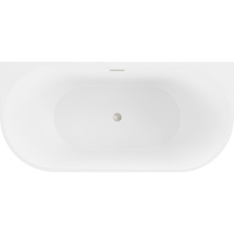 Volně stojící závěsná vana Mexen Oval 170 x 80 cm, bílá, přepad kartáčovaný nikl - 52671708000-97