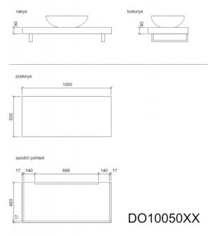 NATUREL DOLCE deska pod umyvadlo 100x50x8 dub wellington DO10050DWxxxxxxxxxxxxx