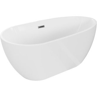 Volně stojící vana Mexen Eos 150 x 75 cm, bílá, přepad v barvě dělového kovu - 52471507500-95